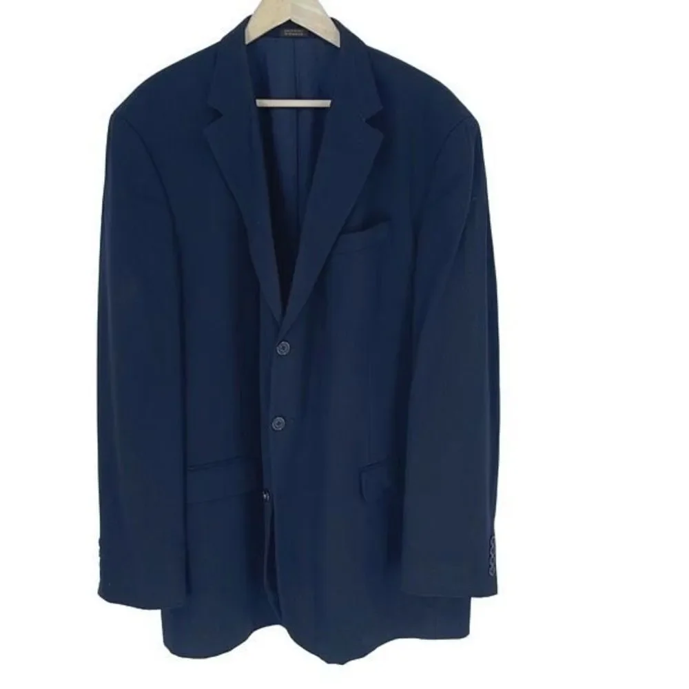 Stafford Men's Single Breasted‎ Jacket Pure Wool 3 Buttons Herringbone Navy Blue